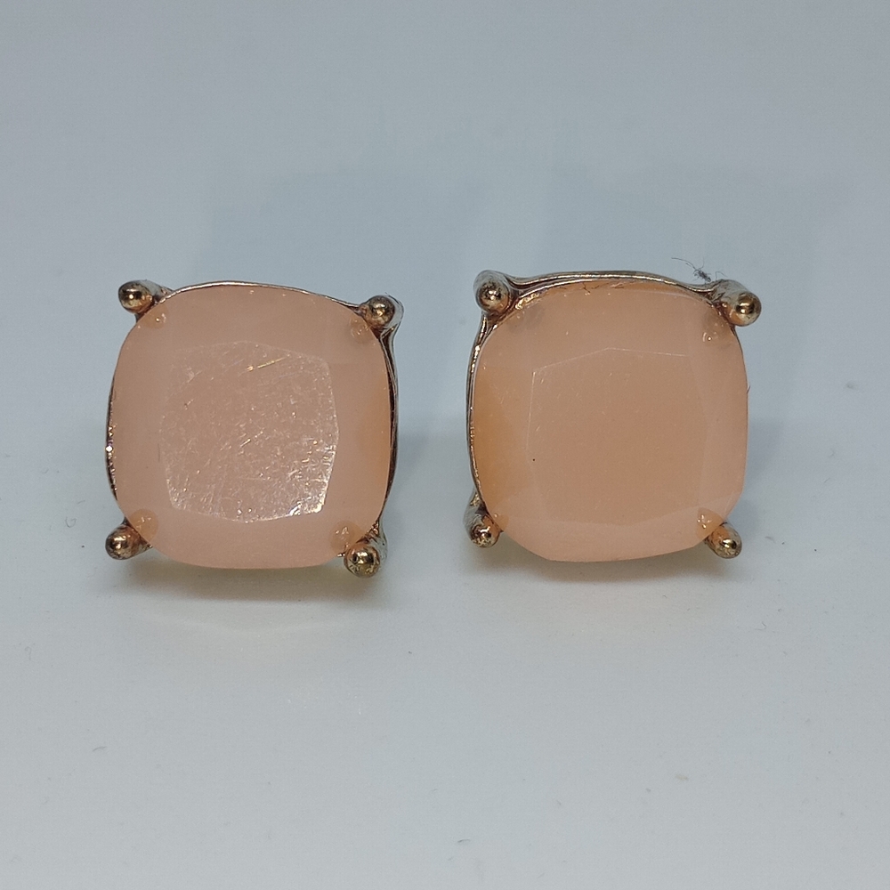 Peach Cushion Cut Stud Earrings